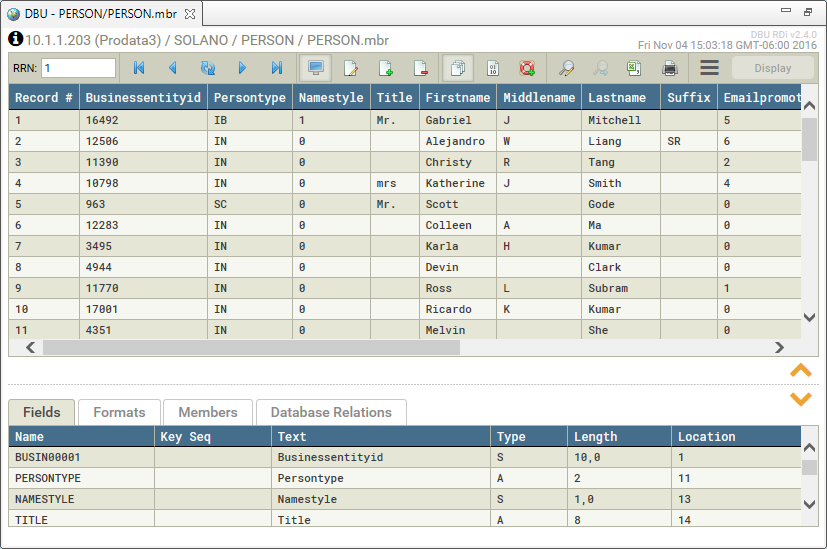 Open DBU within RDi